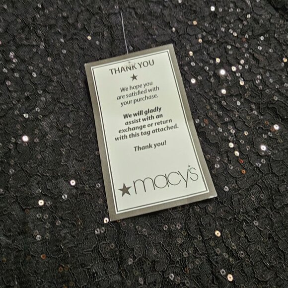 NWT SLNY Black Sequin Lace Party Dress 14 With 3/4 Sleeves & A-Line Silhouette - Picture 13 of 14